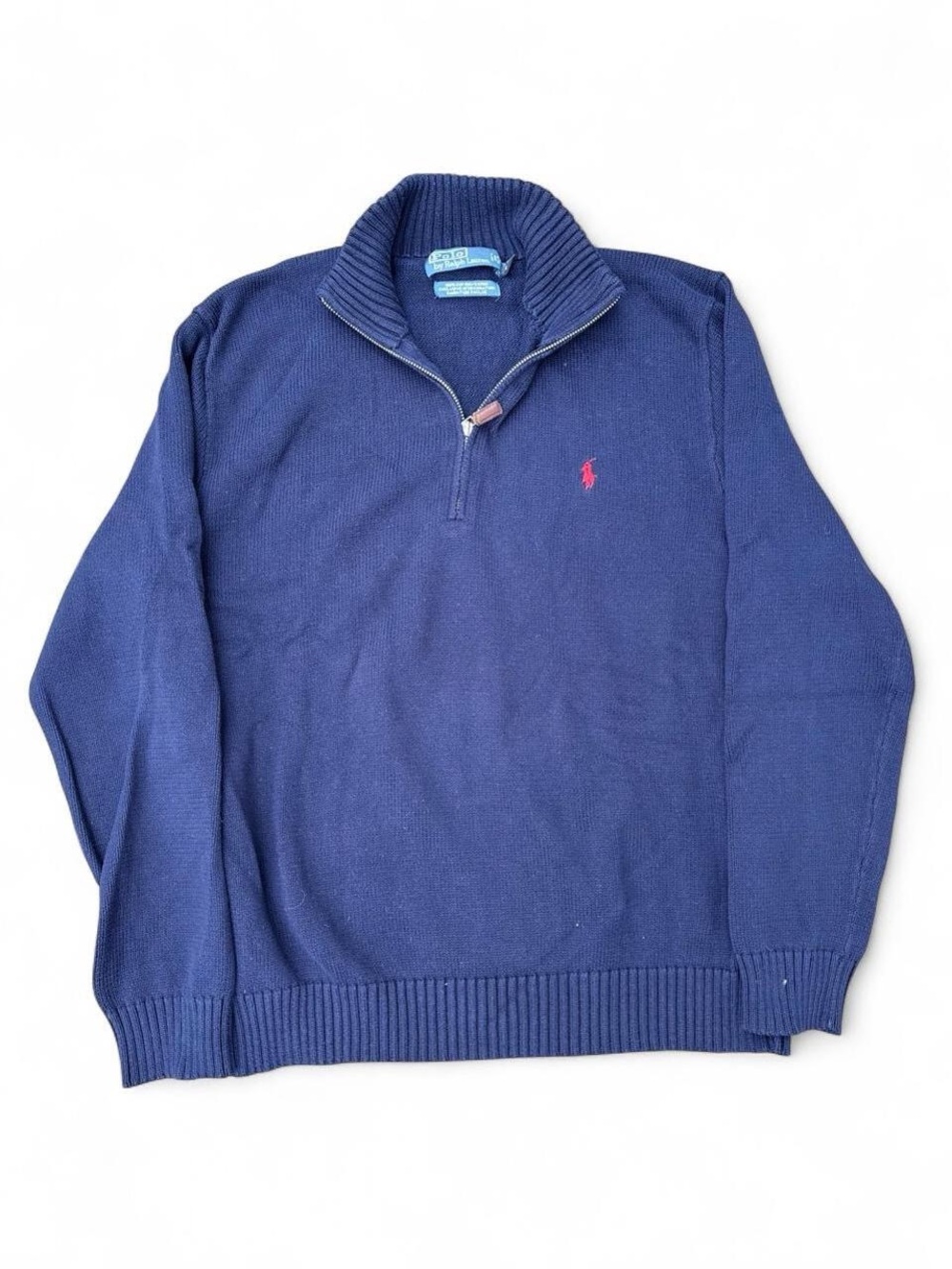 Vintage Polo Ralph Lauren Quarter-Zip Sweater – Navy Blue, L